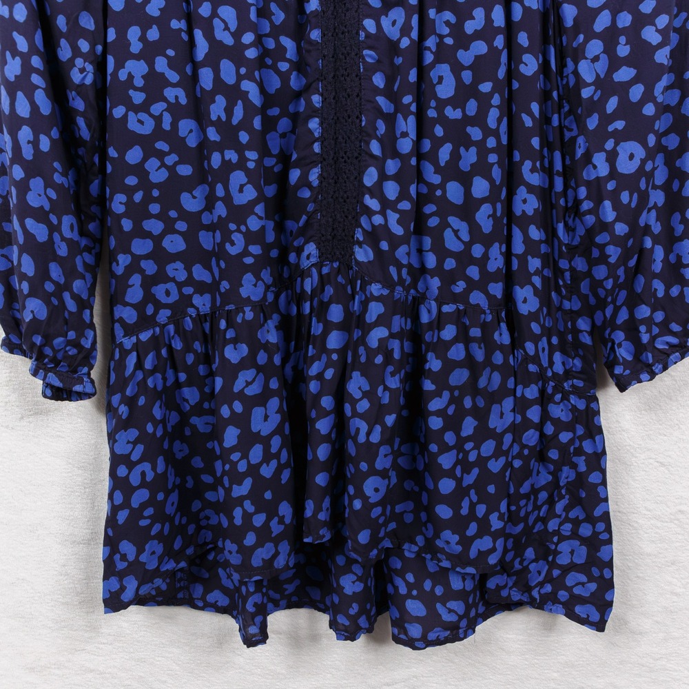 HD in PARIS Anthropologie Ressica Tunic Blouse Blue Geometric Abstract Sz‎ S - Picture 5 of 8